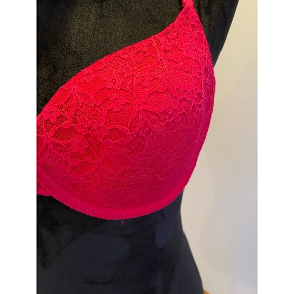 Ambrielle Bra Size 36C Scarlet Red Underwire Lacy Sexy Lingerie Negligee Bra - Picture 4 of 10